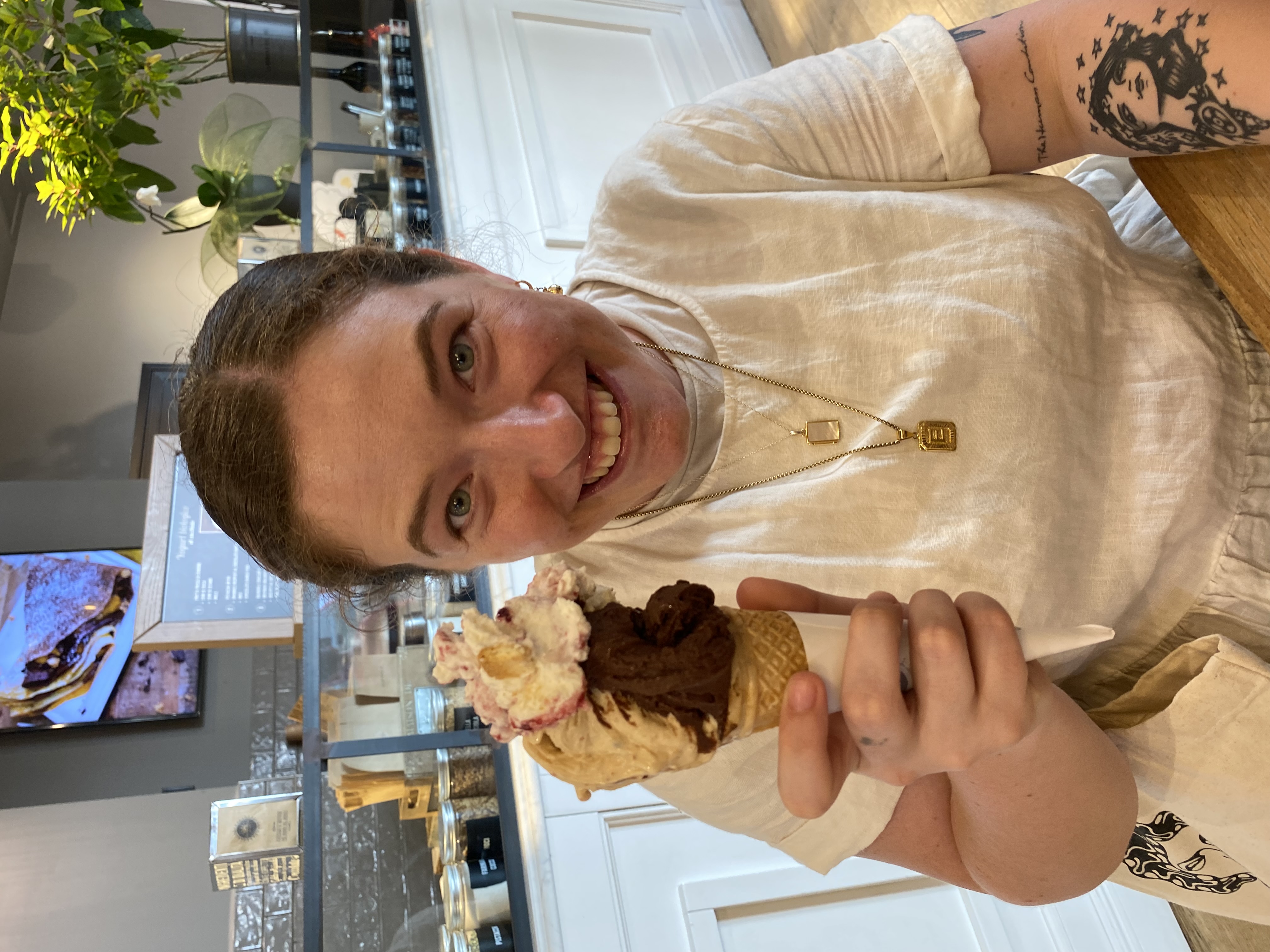 a tasty Italian gelato and smiling student on study abroad