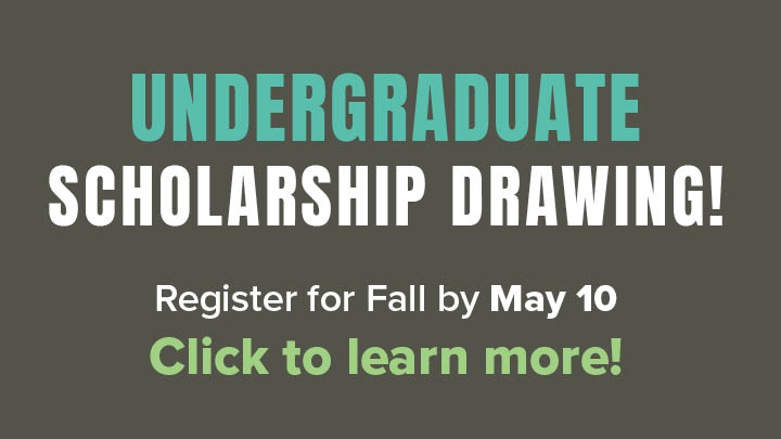 Image that says Undergraduate Scholarship Drawing