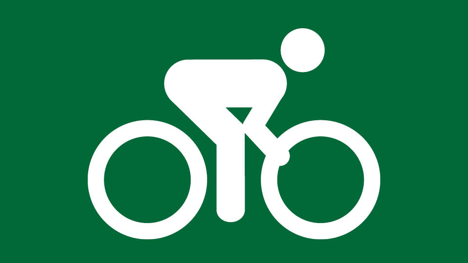green background with white bike rider icon