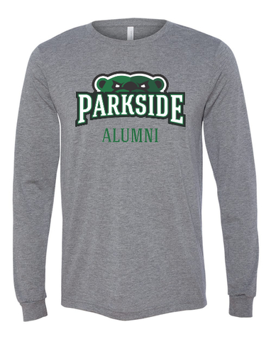 long sleeve grey shirt with alumni logo