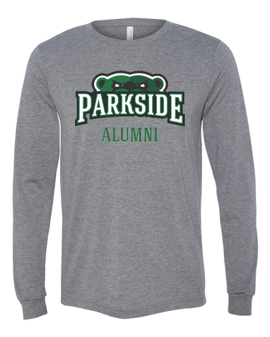 alumni long sleeve long sleeve grey shirt with alumni logo