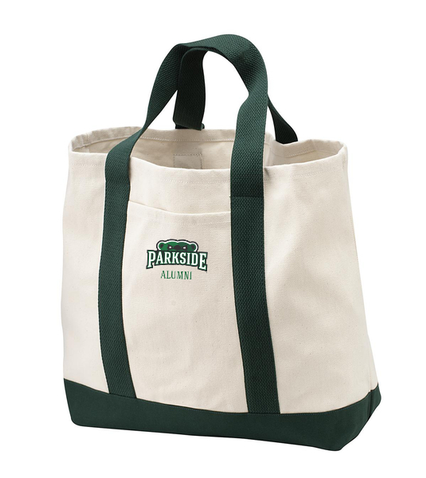 alumni tote canvas with dark green twill shopping tote