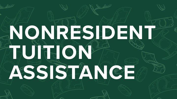 Non Res tuition assistance with dark green background