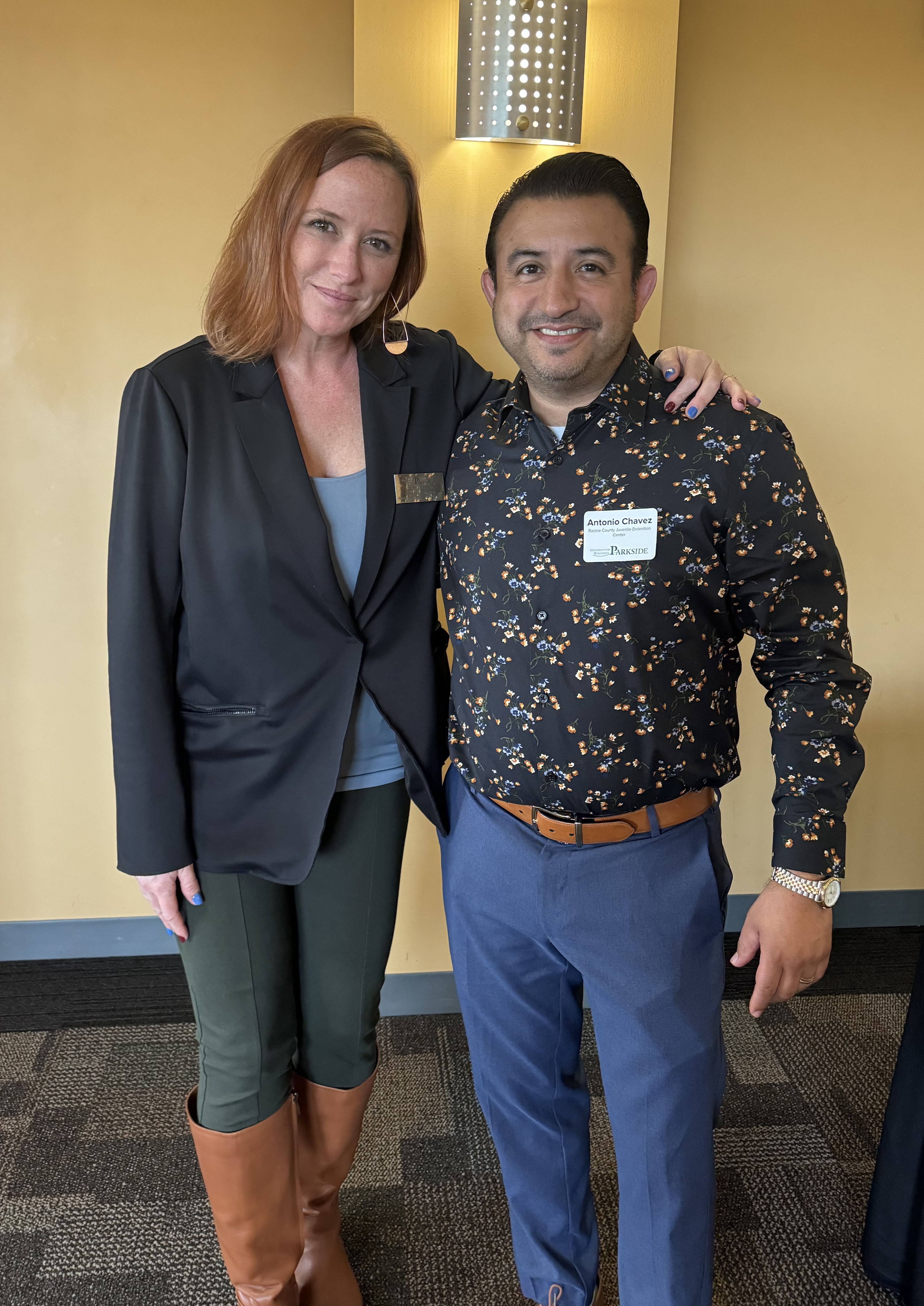 Dr. McDonald and Tony Chavez 2025 Outstanding Partnership Award Dr. Aubri McDonald, Professor of Racine, Crime, Law, Community-based learning course, and Superintendent of the Youth Development and Care Center of Racine County, Tony Chavez