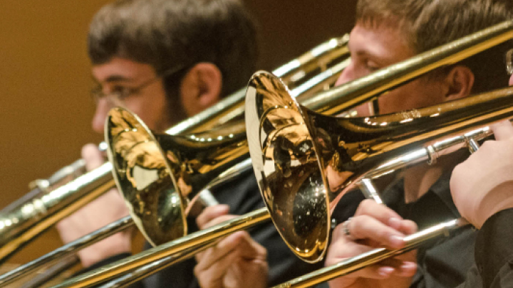 image of students and trumpets