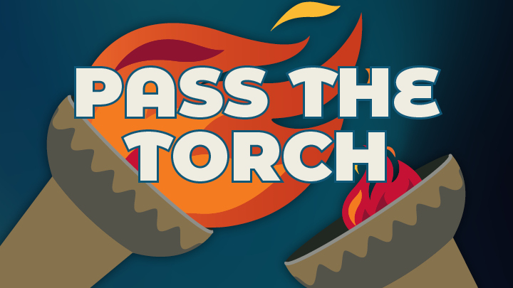 National Survey of Student Engagement torch with text says pass the torch