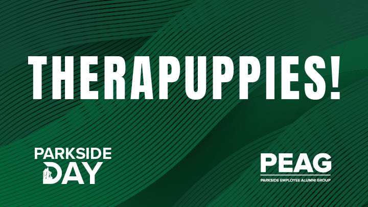 Parkside day green wave background with Therapuppies word