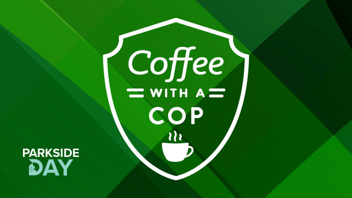 image of the Parkside day plaid background with coffee with cops icon