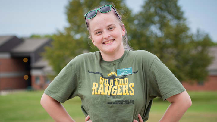 Smiling UW-Parkside student employee outside