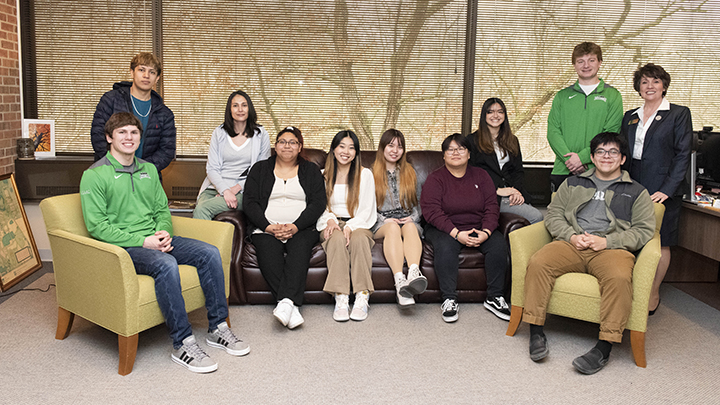 UW System Student Regents visit UW-Parkside students and Chancellor.