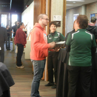 Touring students in the galleries