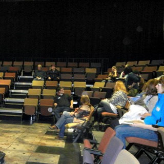 Prospective students in the black box theatre