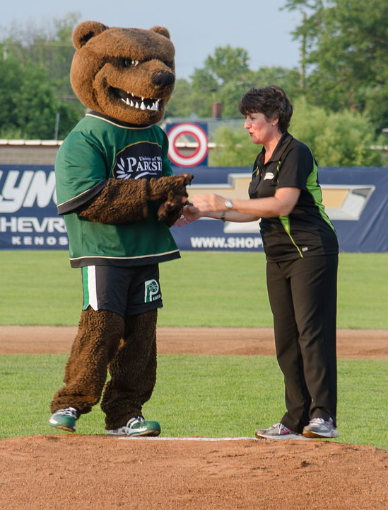 Chancellor Ford and Ranger Bear at Kingfish Game