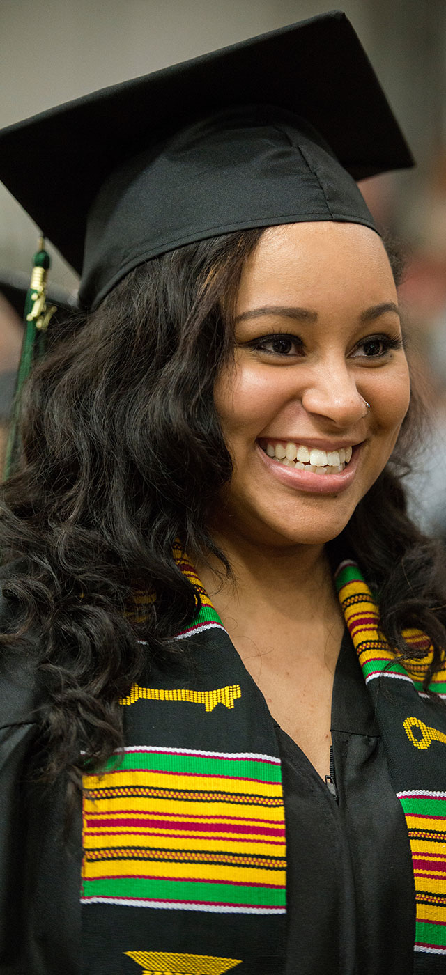 Kamela Burks at commencement - tall