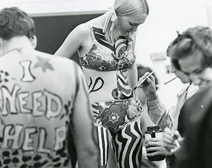 The end - female student being painted.