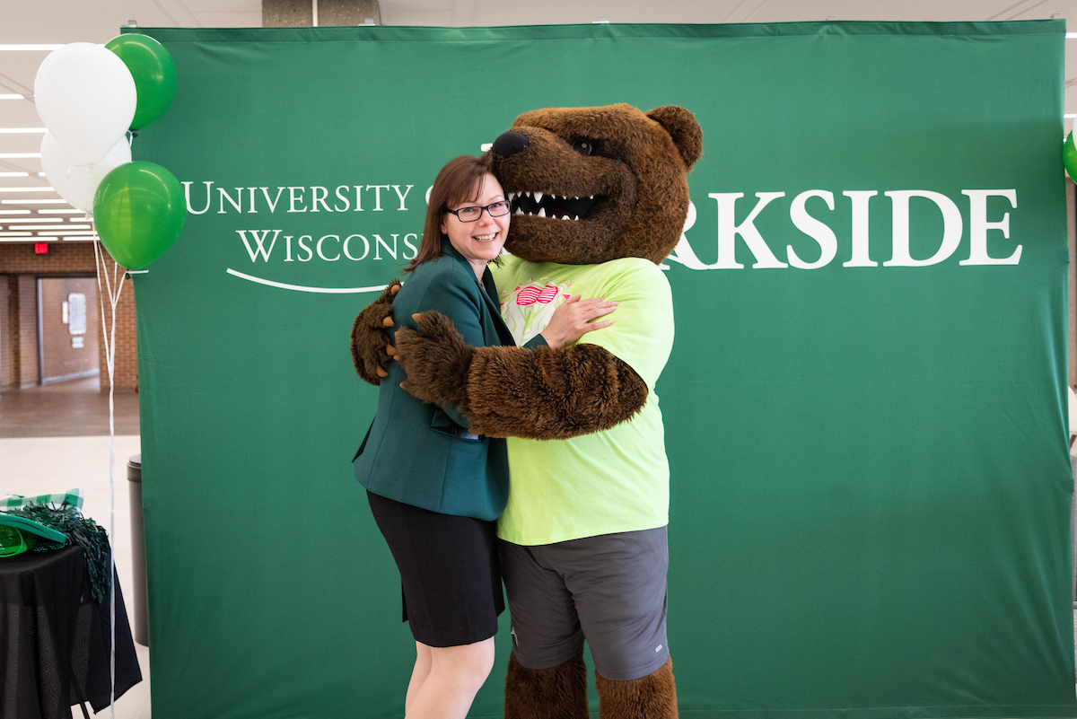 Chancellor Akey and Ranger Bear