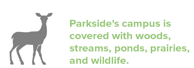 Stunning 720-Acre Campus is covered with woods, streams, ponds, prairies, and wildlife.