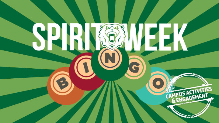 Bingo balls with a green starburst background Spirit Week