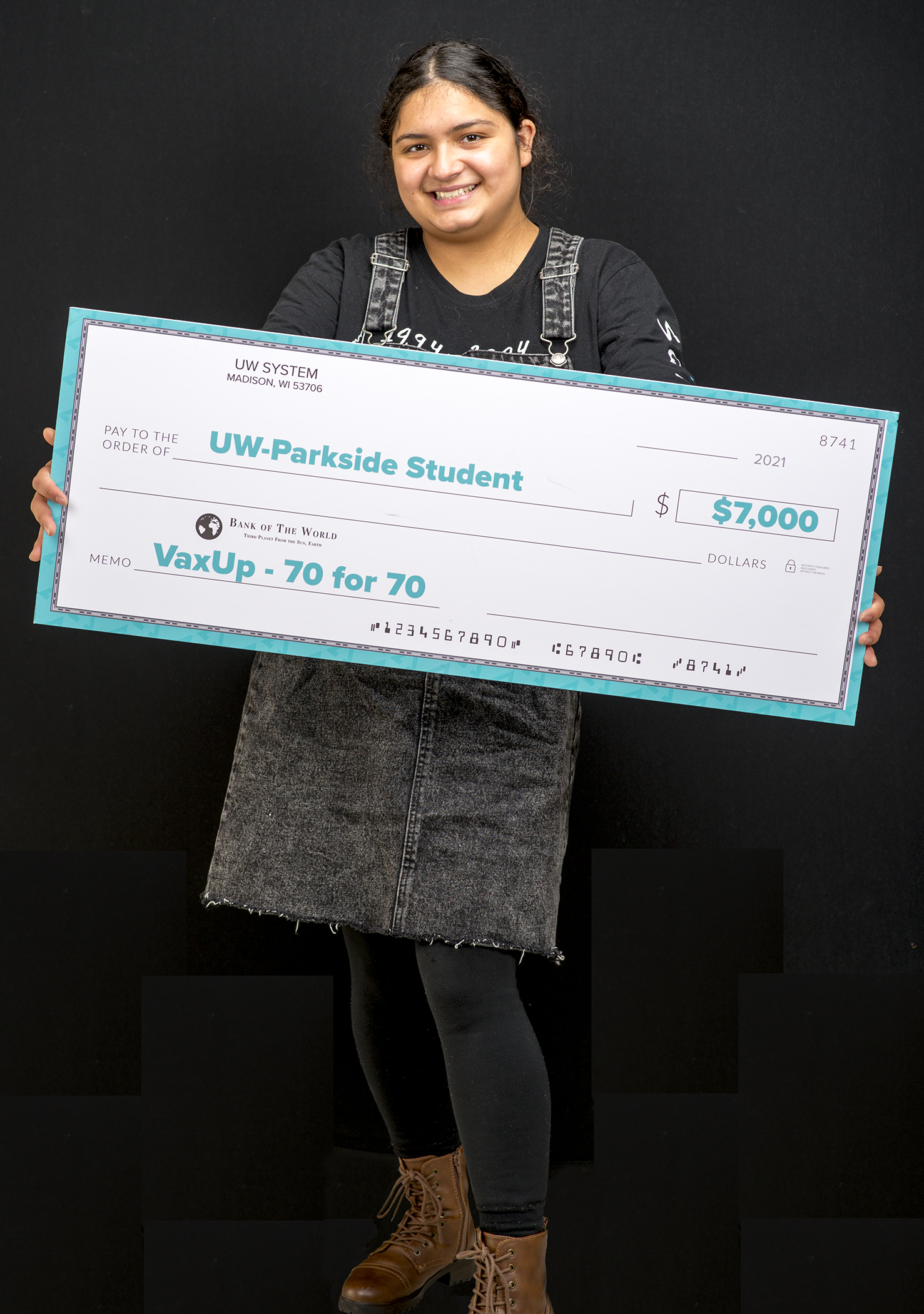 Briseyda Ocampo, UW-Parkside student and one of the three winners of a $7,000 Vax Up! Scholarship 