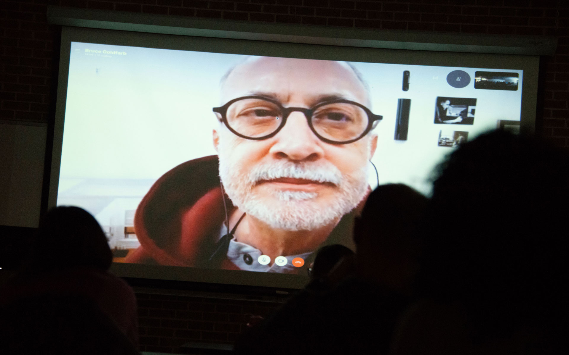 Image of Bruce Goldfarb presenting via skype