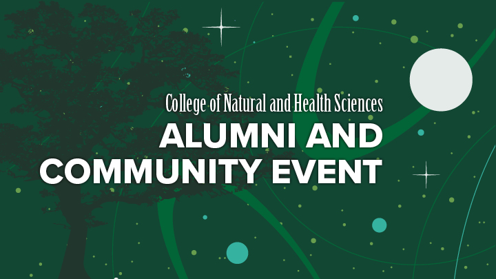 Image of event title with green space inspired background
