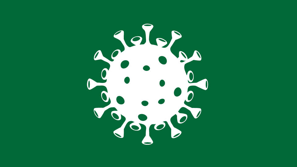 green background with corona virus icon