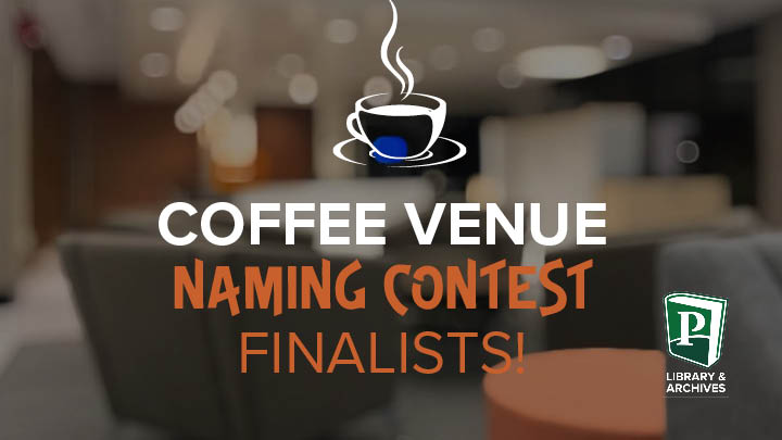 Coffee venue naming contest finalist copy with bokeh background