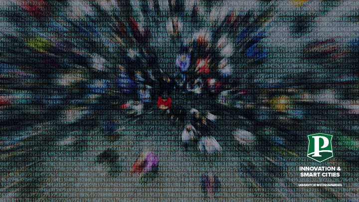 pixel image of a crowd from on top
