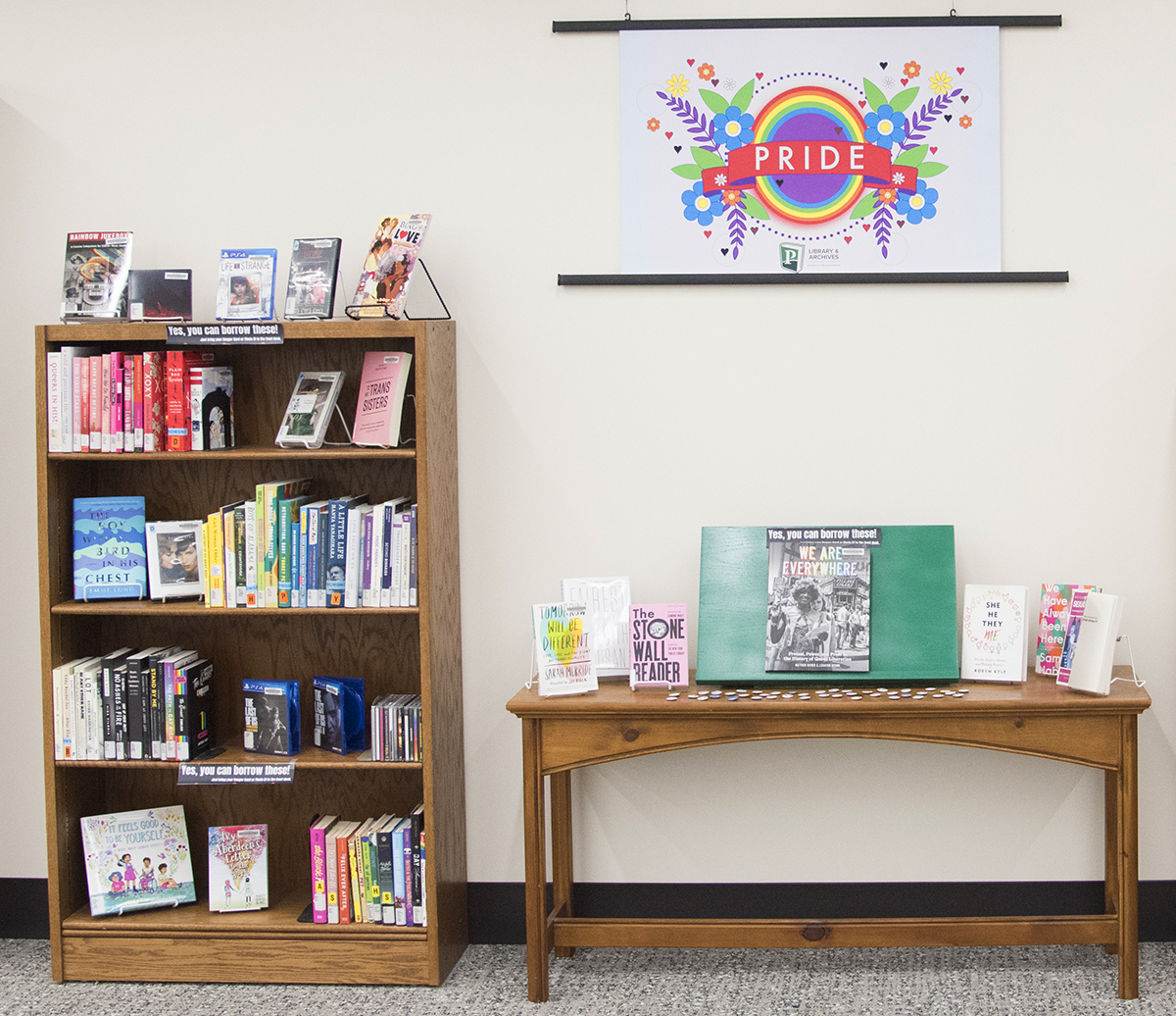Pride Display on the UW-Parkside Library