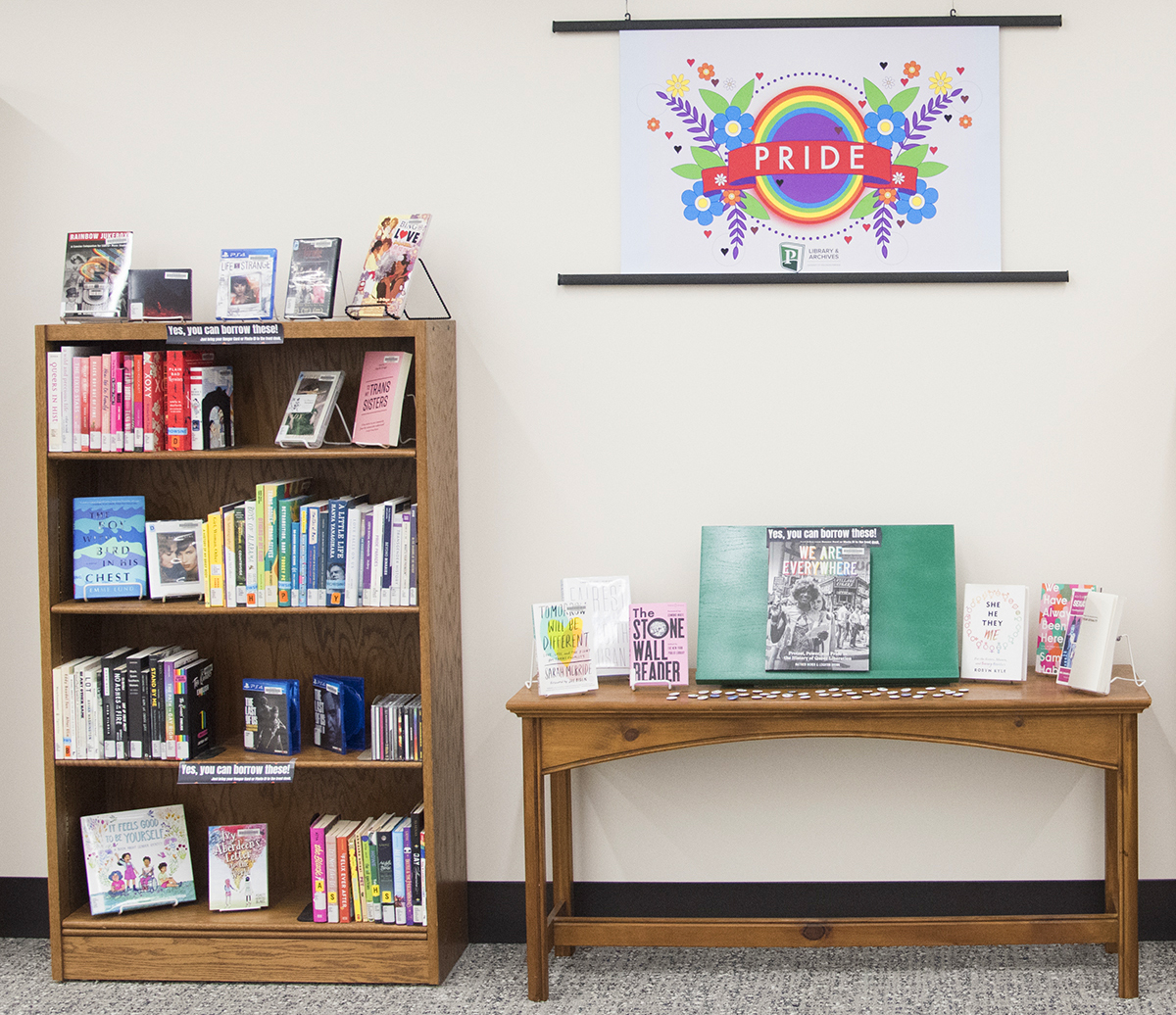 Pride Display on the UW-Parkside Library