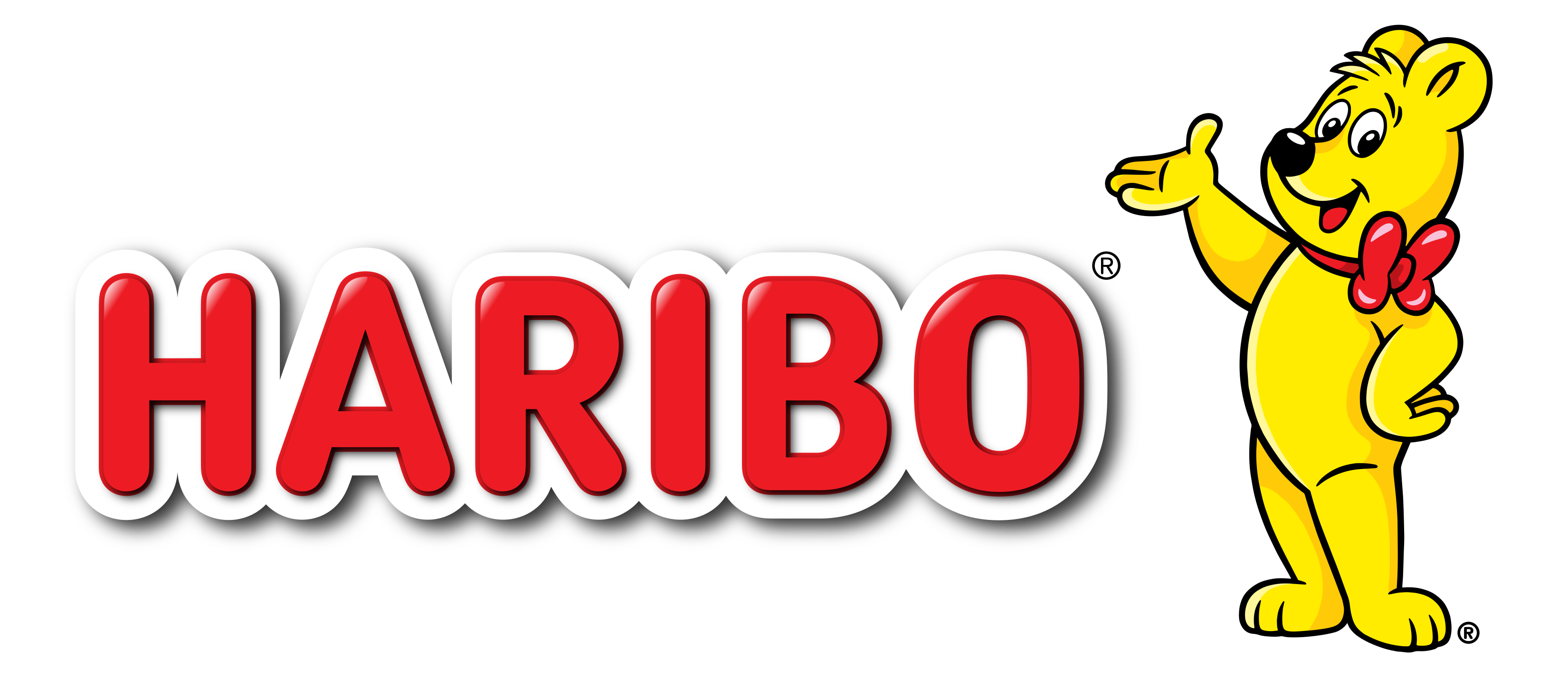 Image of haribo in red with a cute yellow bear with a red bow