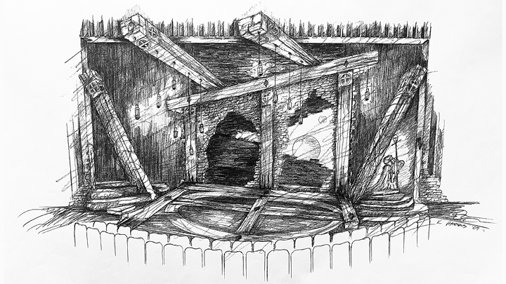 Keith Harris sketch of scenic design