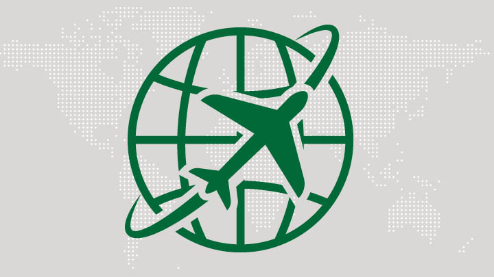 Image of plane flying around the world