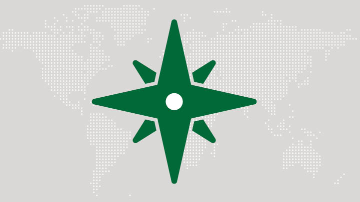 Icons for Study Abroad2 COMPASS ROSE STAR IN GREEN