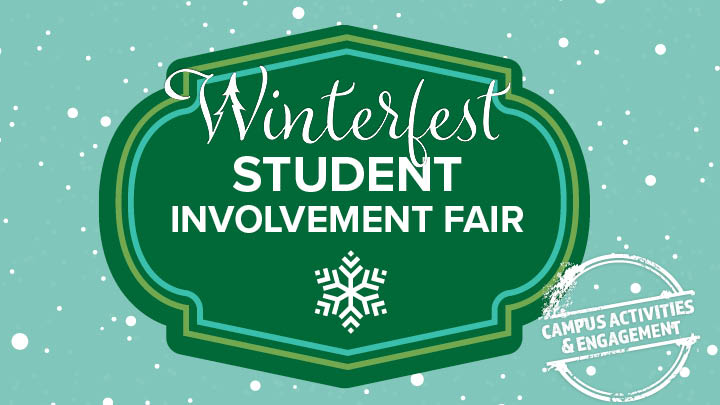 Student Org Fair during winterfest with snow background