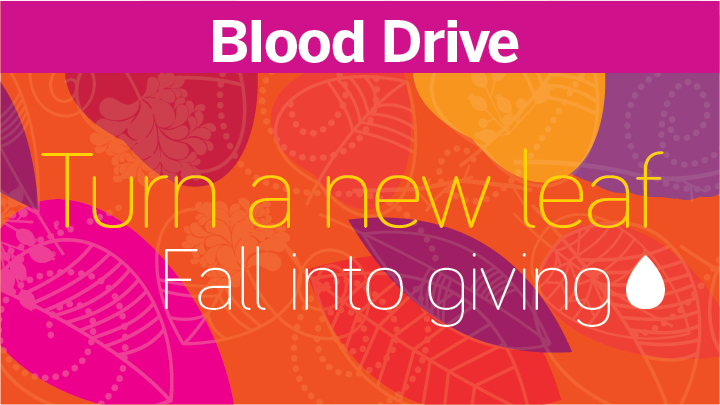 blood drive orange background leaves purple yellow