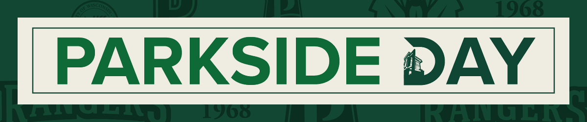 horizontal band with Parkside Day logo on a birch colored background with green frame