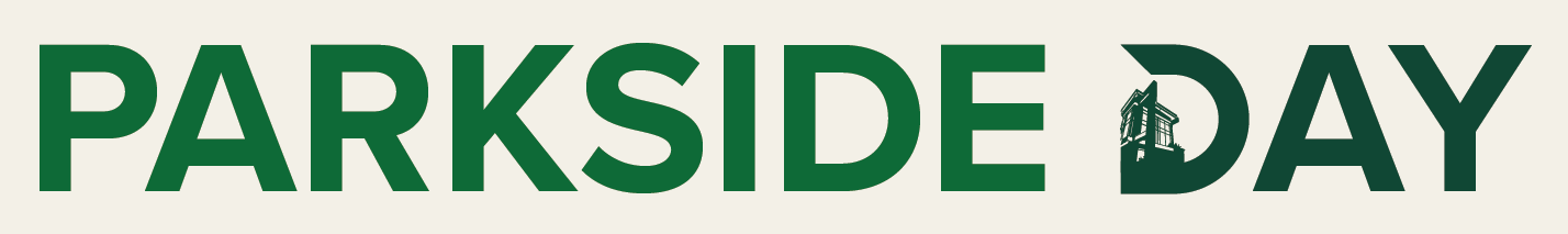 Parkside day with a stylized D that has the student center in it