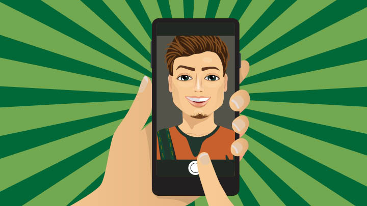 illustration of a dude taking a selfie