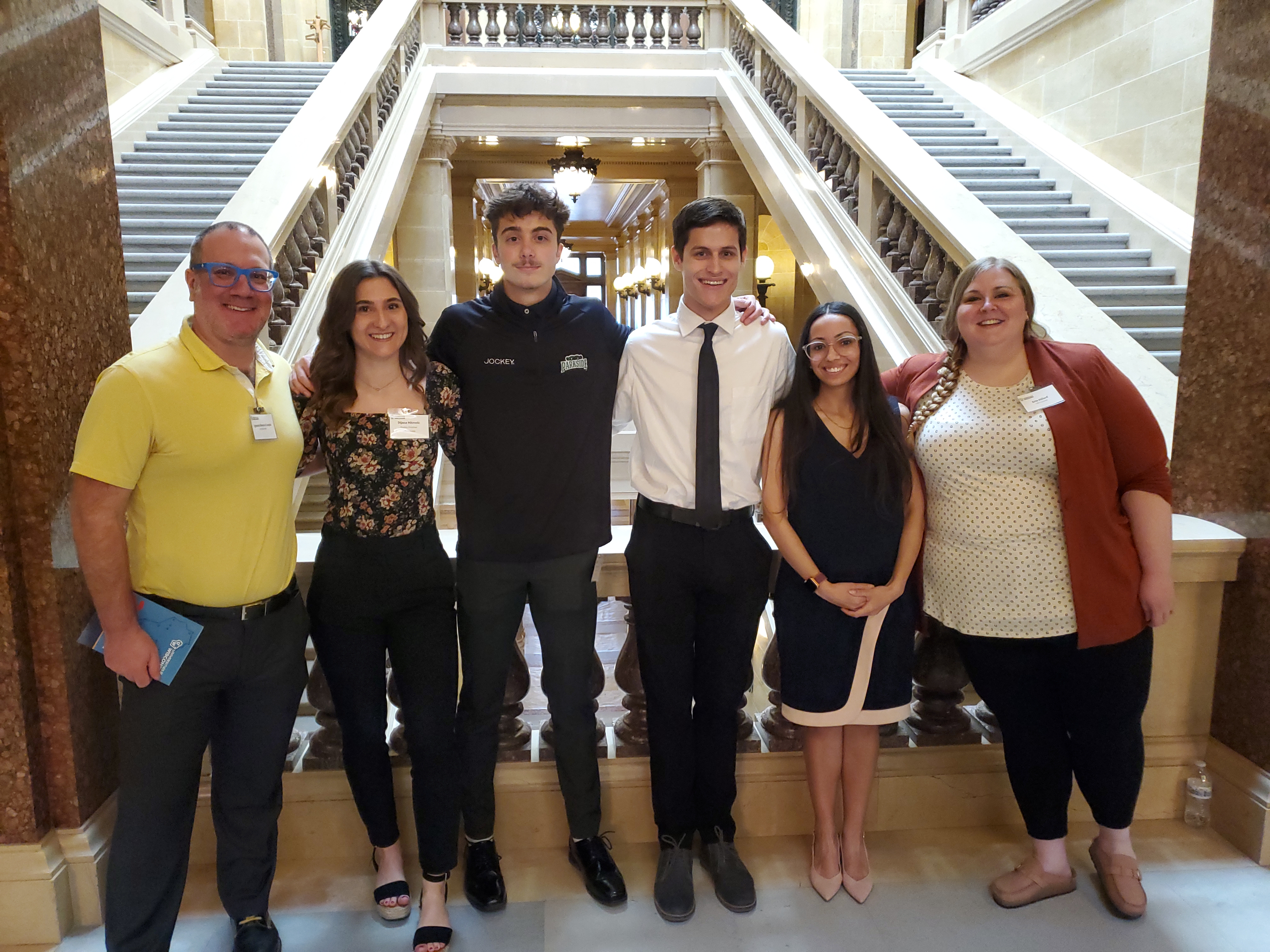 left to right: Ignacio Rivero Covelo (UWP faculty), Dijana Mitrovic, Eric Johnson, Jacob Munter, Athena Garay, and Erin Hillard (UWP faculty research advisor for this group).