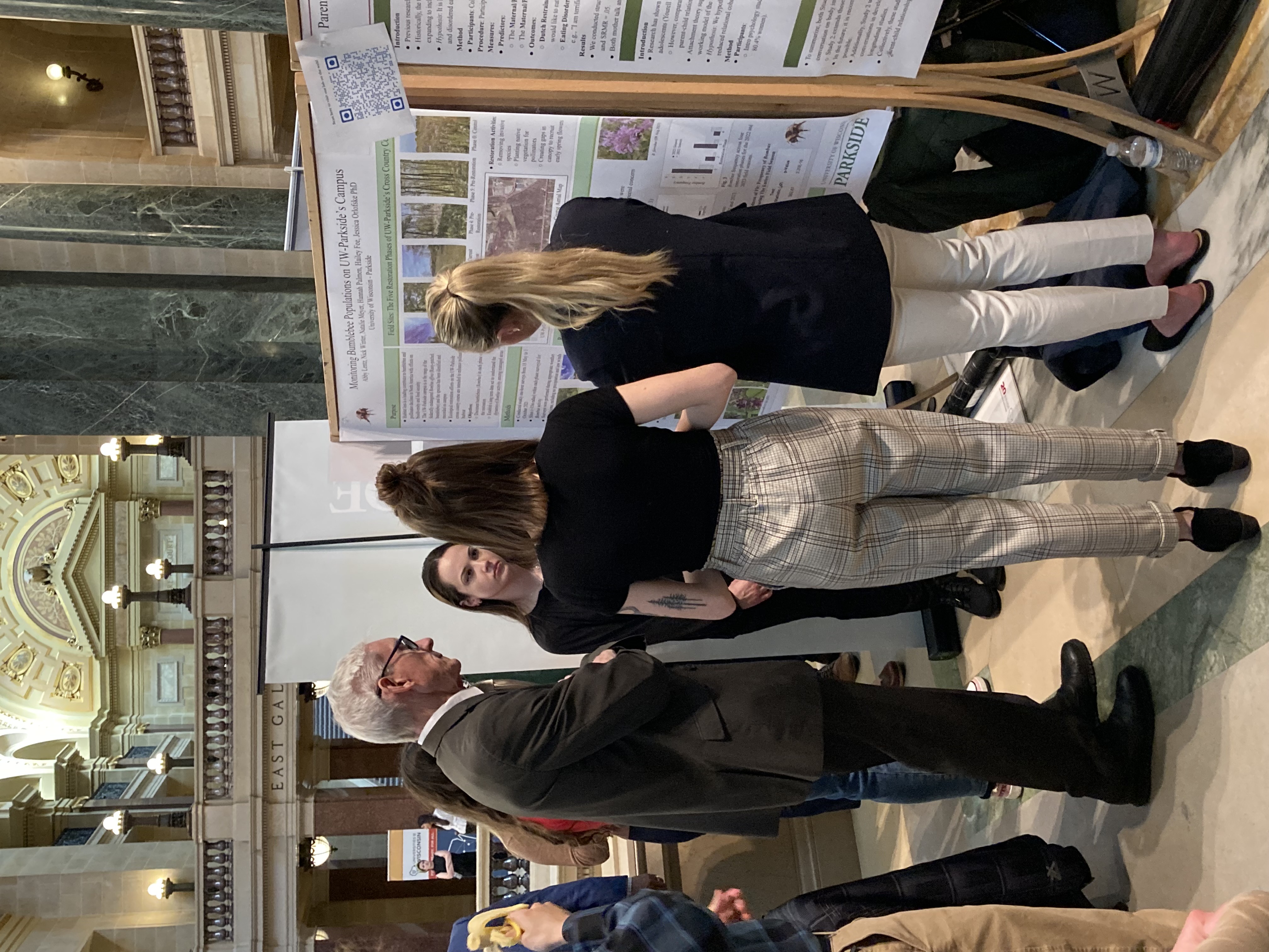  left to right: Governor Tony Evers, Hailey Fee, Natalia Meyer, and Abby Lentz.