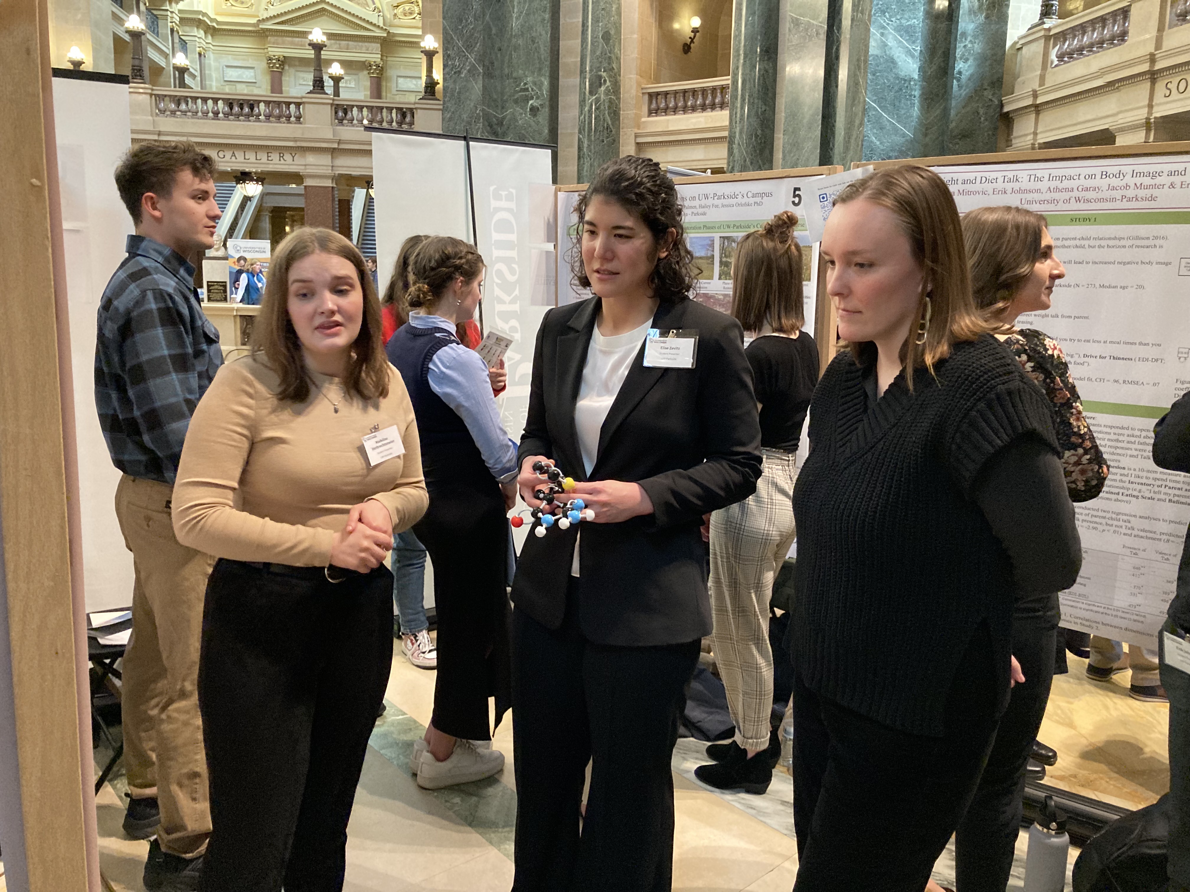 left to right: Madeline Herbrechtsmeier, Elise Zevits, and State Representative Greta Neubauer.