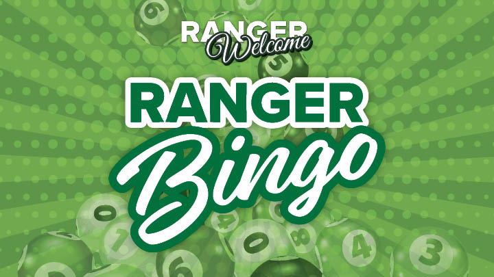 image of green bingo balls in the background with Ranger Bingo text