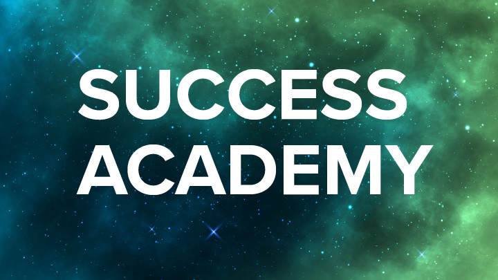 Green universe background with words success academy