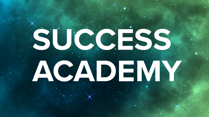 Green universe background with words success academy