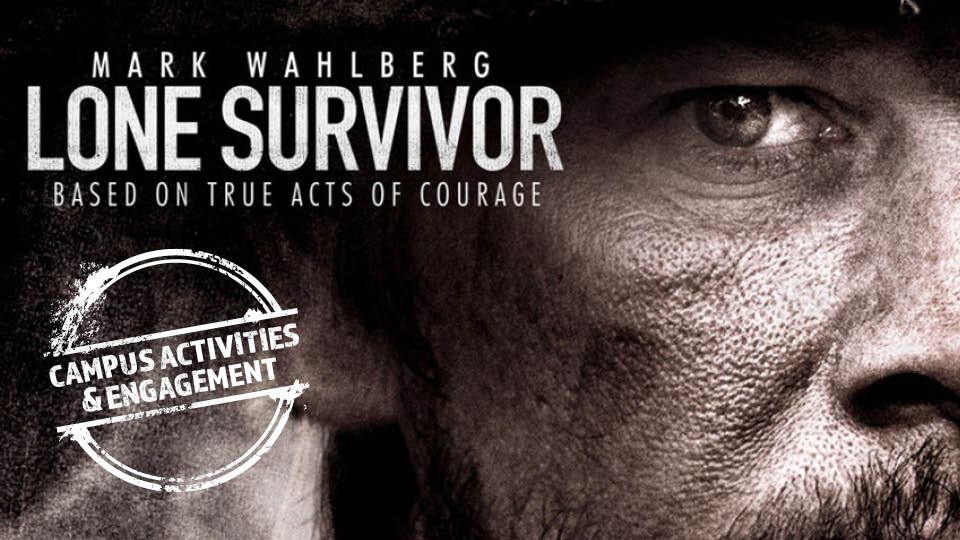 image of man's face and movie title Lone Survivor