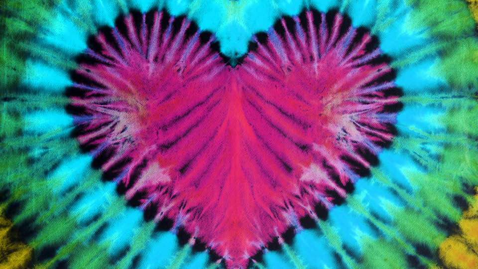 tie dye fabric with a heart