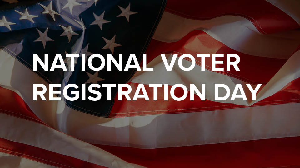 Image of a flag with the words National voter registration day