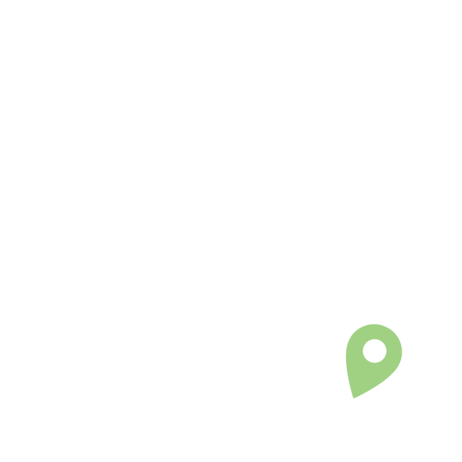 White outline of Wisconsin with a map pin in the southeast corner