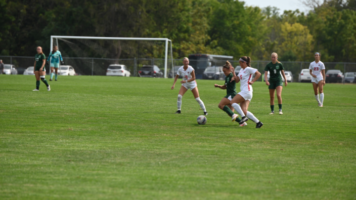 Athletes playing soccer